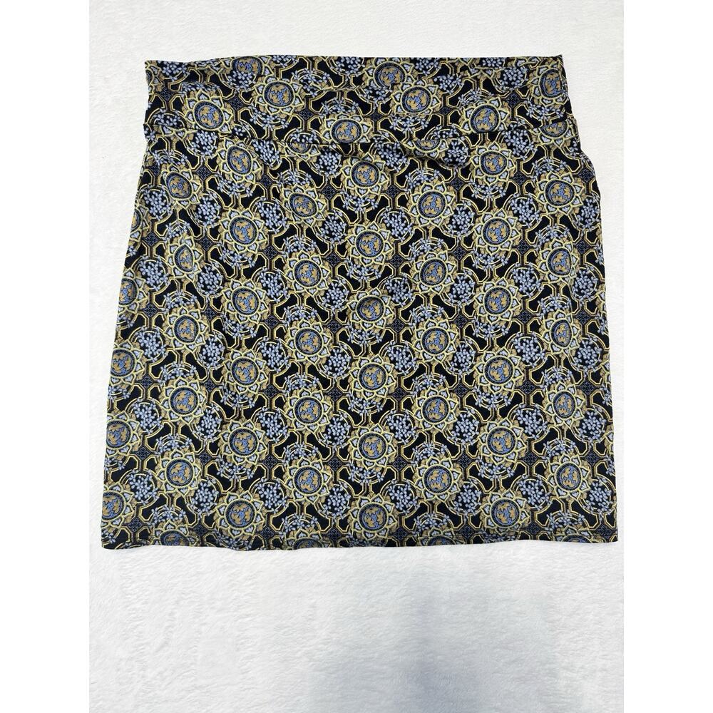 Salaam Skirt Women's Sz Med Blue Paisley Rayon Stretch Pull On Mini Made In USA
